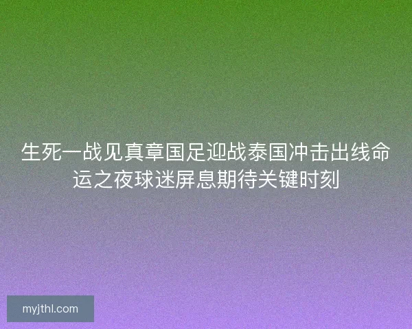 生死一战见真章国足迎战泰国冲击出线命运之夜球迷屏息期待关键时刻 生死一战见真章国足迎战泰国冲击出线命运之夜球迷屏息期待关键时刻